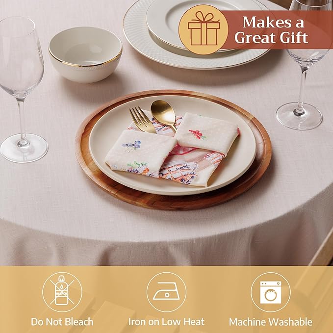 Maison d' Hermine Cloth Napkins Set of 4 100% Cotton Everyday Reusable Square Napkins Cloth Washable Dinner Wedding Restaurant Valentines Day Decorations Spring/Summer (Icing on The Cake, 18" x 18")