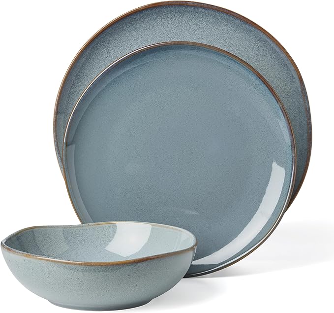 Oneida 899206 Organic Shades Blue 18-Piece Dinnerware Set, Service For 6