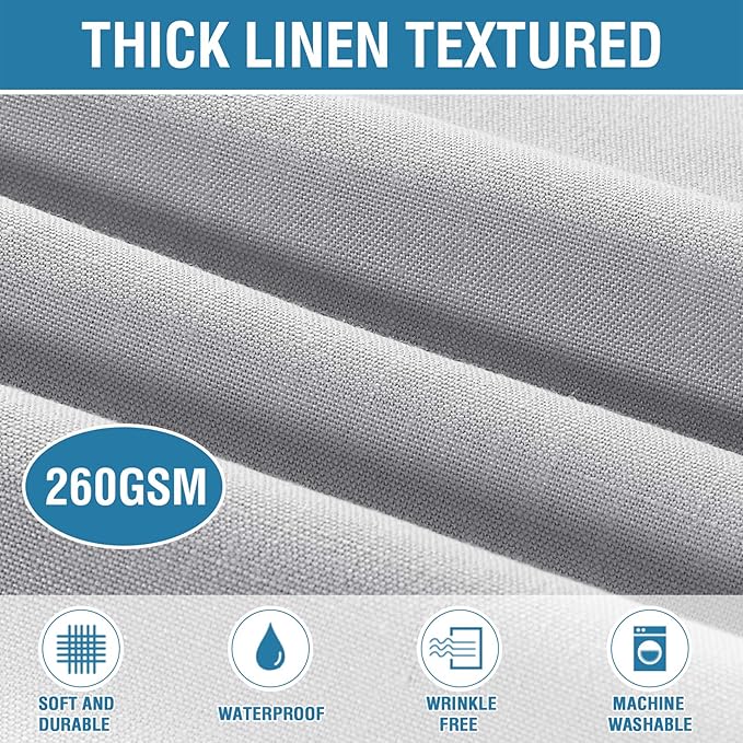 H.VERSAILTEX Linen Textured Table Cloths 54 x 80 Inch Premium Solid Tablecloth Spill-Proof Waterproof Table Cover for Dining Buffet Feature Extra Soft and Thick Fabric Wrinkle Free, Grey