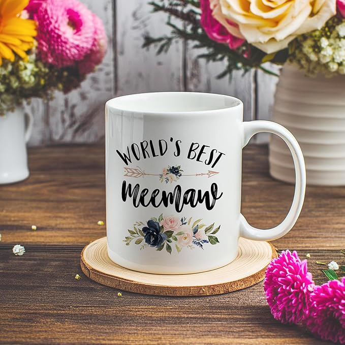Meemaw Mug, Meemaw Coffee Cups Ceramic, World's Best Meemaw Coffee Mug, Meemaw Gifts, Grandma Gifts for Christmas, Best Grandma Gifts, Meemaw Coffee Mug Gifts for Meemaw