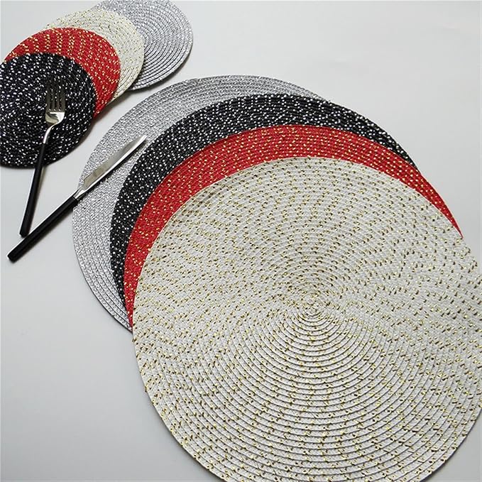 Anti Crease PU Leather Placemat Waterproof Heat- Wipeable Dining Table Mats for Home Kitchen(Gray,18cm)