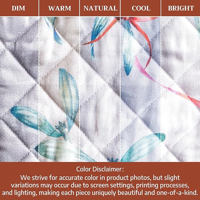 Maison d' Hermine Oven Gloves 100% Cotton Oven Mitt 7" x 13" with Loop Heat Resistant BBQ Cooking Gloves for Thanksgiving Christmas Decorations Baking Handling Hot Pans (Pack of 1, Enora)