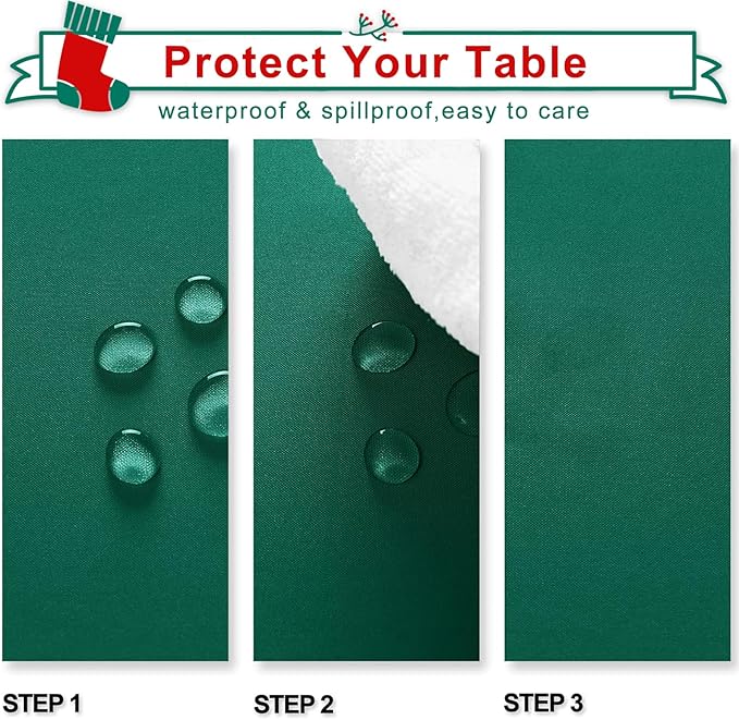 Hiasan Emerald Green Tablecloth for Rectangle Tables - Waterproof Washable Oblong Table Cloth for Dining Kitchen and Outdoor Use, 54 x 120 Inch