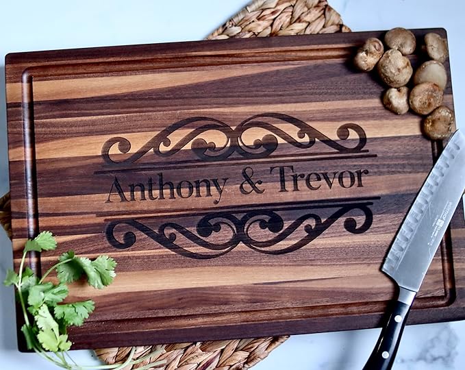 Personalized Cutting Board – Custom Engraved Walnut, Maple, or Cherry Wood – Wedding, Anniversary, Housewarming, Retirement, Charcuterie Gift