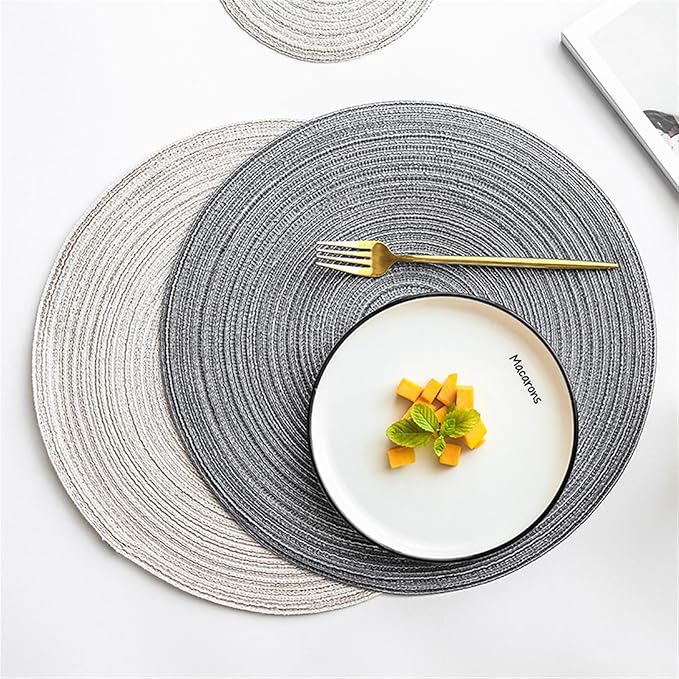 Table Mats Coasters Pad Round Stand for Mugs Anti Slip Drink Insulated Placemats Kitchen Furniture Doily(Blue 36cm)