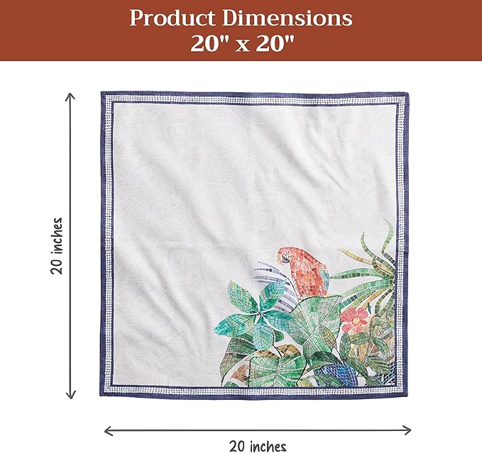 Maison d' Hermine Napkins 100% Combed Cotton Premium 20Inch x 20Inch Decorative Washable Cloth Napkin Table Napkin for Dining, Kitchen, Parties & Camping - Mosaic (Set of 4)
