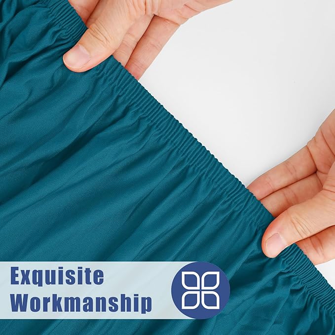Round Spandex Tablecloth, Elastic Fitted Waterproof Tablecloths for 57"-68" Tables, Stretch Washable Picnic Table Cover for Camping, Dining, Indoor and Outdoor,Peacock Blue