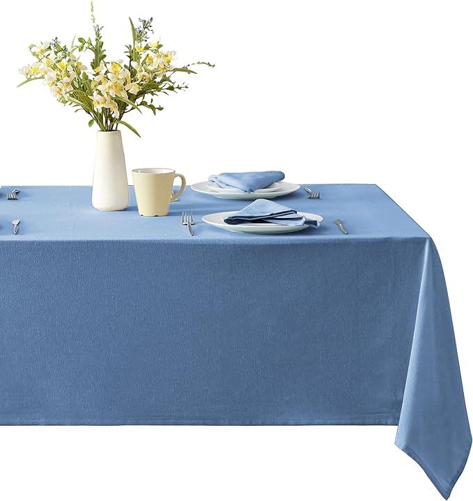 Spring & Easter Holiday Charleston Ash Blue 60 x 84 inch Rectangle Fabric Tablecloth, Cotton Table Cover for Indoor Outdoor Dining, Machine Washable Solid Color Tablecloths for Everyday Use