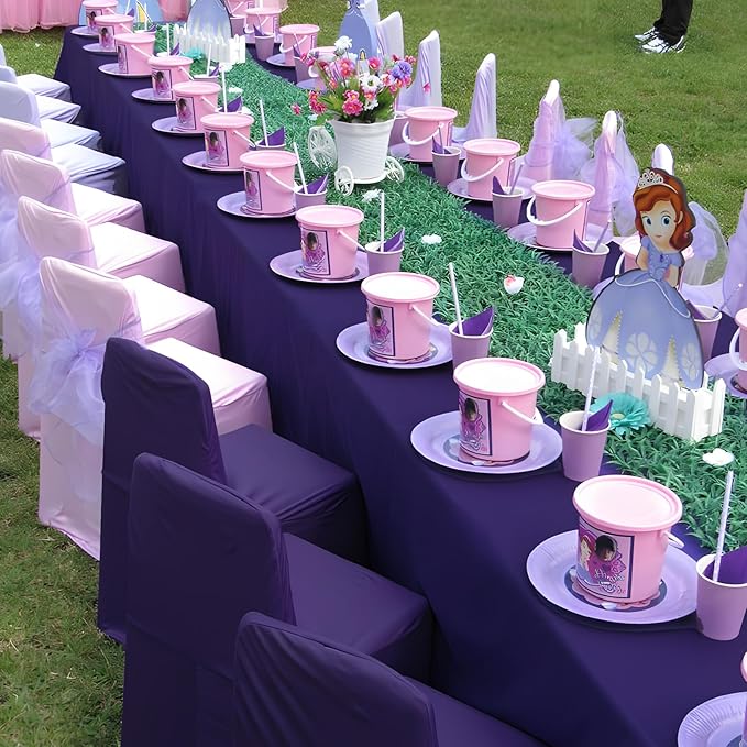 8 Pack Purple Tablecloth 60x126 Inch Rectangle Table Cloth for 8 Foot Rectangle Tables, Wrinkle Resistant Washable Polyester Fabric Rectangular Table Cover for Dining Banquet Wedding Party