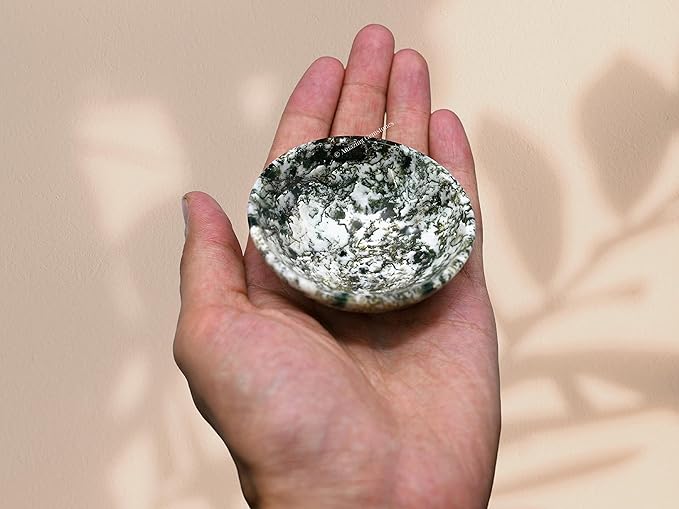 Tree Agate Crystal Bowl - 2 Inch Decorative Bowls for Room and Home Decor - Gemstone Healing Crystals for Elegant Display, Positive Energy Balance and Gift