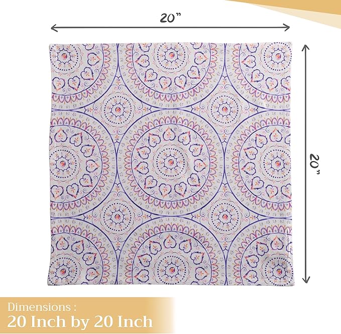 Maison d' Hermine Cloth Napkins Set of 4 100% Cotton Everyday Reusable Square Napkins Cloth Washable Dinner Party Wedding Restaurant Valentines Day Decorations Spring/Summer (Mandala, 20" x 20")