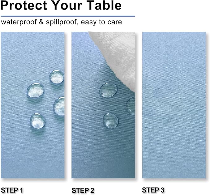 Hiasan Square Tablecloth - Waterproof and Spillproof Dining Room Washable Polyester Table Cloth for Dining Room, 30 x 30 Inch, Dusty Blue