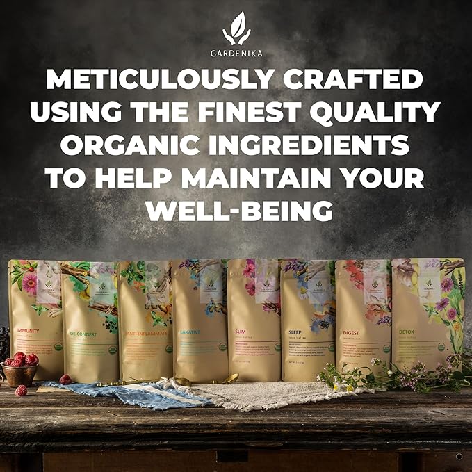 Gardenika Organic Flamma-tea Loose Leaf Turmeric Ginger Tea | with Cinnamon & Pepper | 100% Natural | Caffeine Free | Herbal Wellness Tea | Premium Blend | 1 lb (454g)