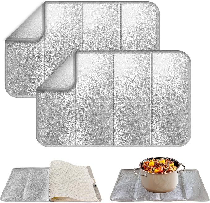 2 Pcs Foldable Heat Resistant Mat for Countertops - 23.2x15.3 Inch Kitchen Protector Pad, Compatible with Air Fryer, Coffee Maker, Oven, Toaster & Food Warming Mats