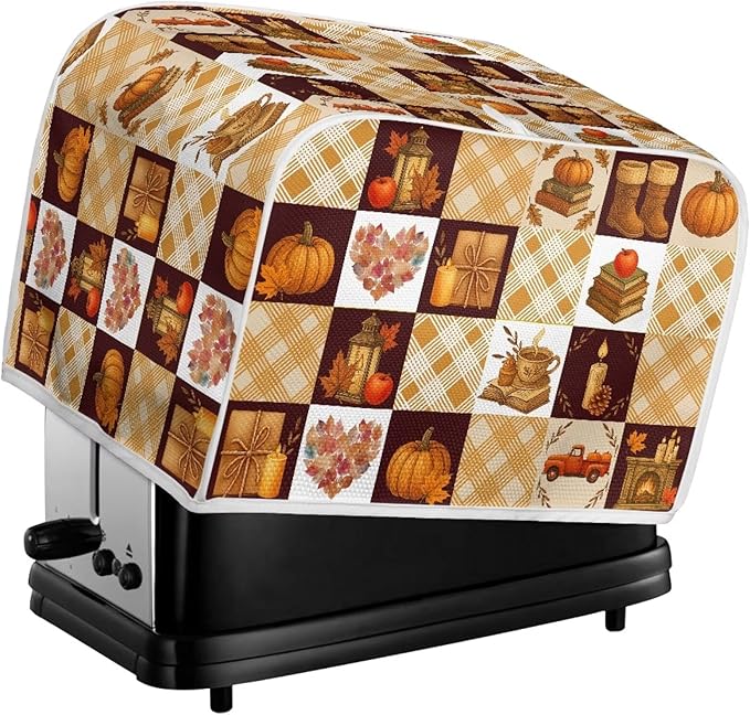 Doojoayie Fall Decor Toaster Cover with Pumpkin Print Dust Resistant Bread Machine Protector Thanksgiving Theme Oven Cover 2 Slice Small Appliance Dust and Fingerprint Protection