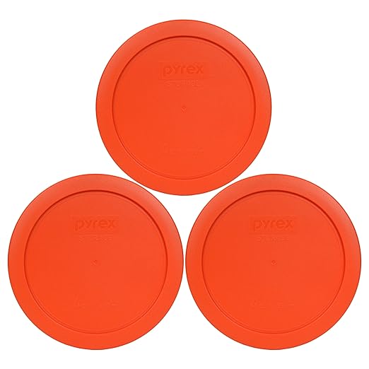 Pyrex 7201-PC 4 Cup Pumpkin Orange Food Storage Replacement Lids (3-Pack) – Made in USA