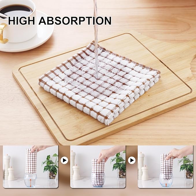Kitinjoy Cotton 8 Pack Terry Kitchen Towels, 16 x 25 Inches Super Soft and Absorbent Dish Towels, Quick Drying Hand Towels for Kitchen Drying, Mix Colour