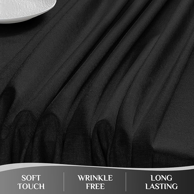 Softalker Large Black Rectangular Table Cloths 60x104 inch Faux Linen Tablecloth Outdoor Waterproof Stain and Wrinkle Resistant Table Cover for 6/8 Foot Rectangle Dining Tables for Party Graduation