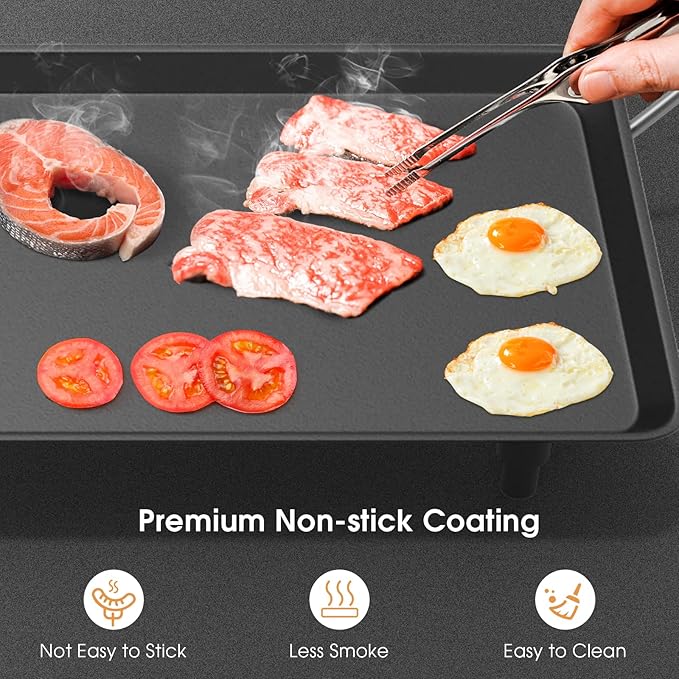 COSTWAY 35" Electric Griddle Teppanyaki Grill, Nonstick Extra Large Cooking Plate for Pancake Barbecue, Indoor Outdoor Table Top Grill with Adjustable Temperature & Drip Tray, 2000W