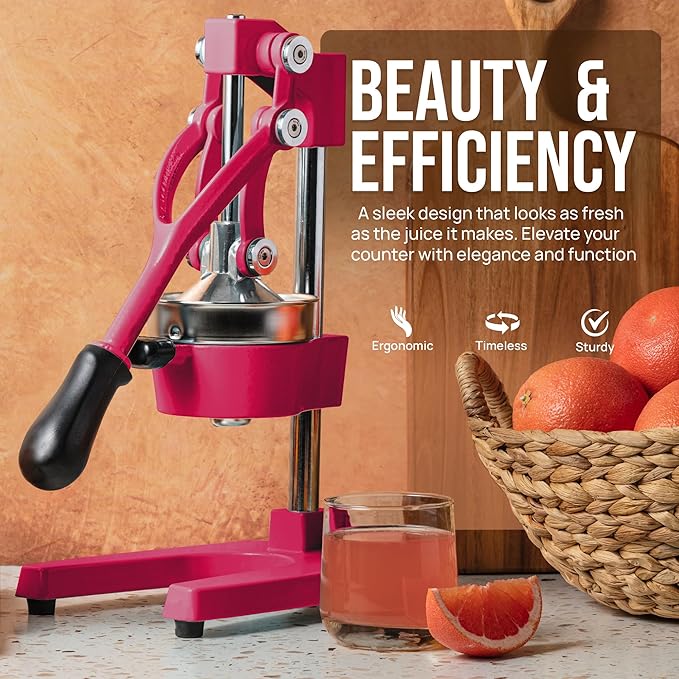 Zulay Kitchen Cast Iron Juicer - Easy-to-Clean Heavy-Duty Manual Juicer, Professional Citrus Juicer - Stainless Steel Lemon Squeezer - Manual Citrus Press & Orange Squeezer - Orange Juicer