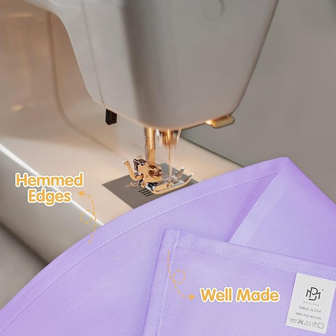 BRILLMAX 8 Pack Lavender Tablecloths 60 x 126 Inch for 8ft Rectangle Tables - 150 GSM Polyester Fabric, 15" Standard Drop, Water, Stain & Wrinkle Resistant Cloth Cover for Wedding Dining Buffet