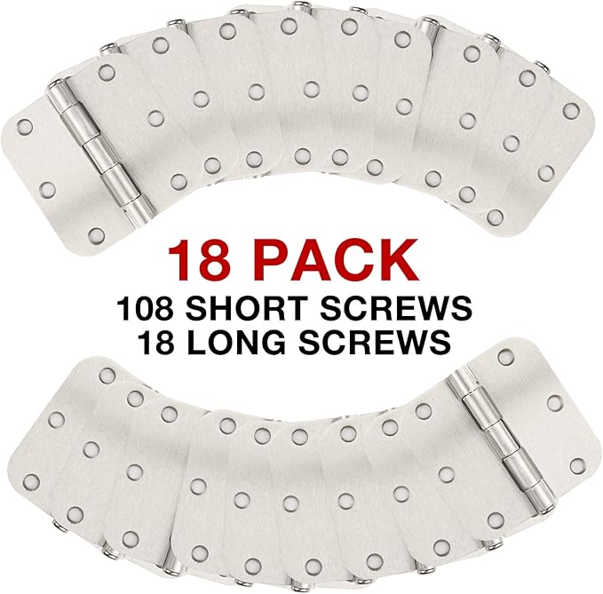 18 Pack Nickel Door Hinges Brushed Nickel 3 1/2 Interior Door Hinges Satin Nickel 3.5 Inch with 5/8” Radius Corners 3 ½"x 3 ½" Silver Hardware Controls