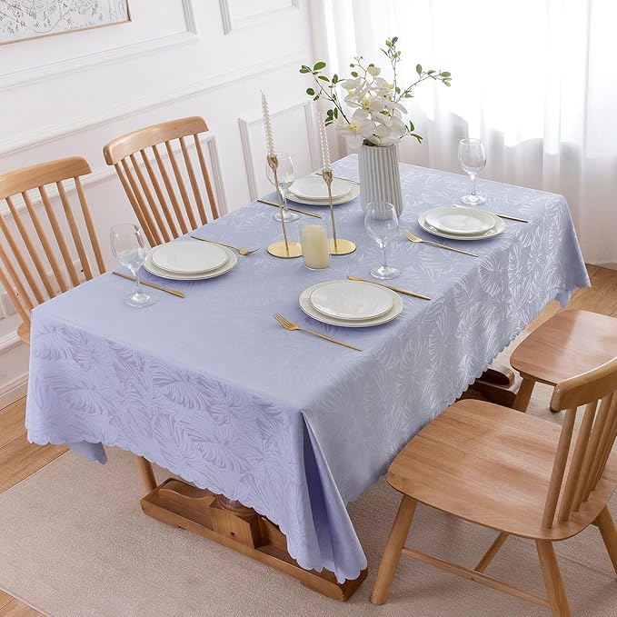 Rectangle Tablecloth Jacquard Purple Table Cloths Waterproof Washable Leaves Soft Woven Fabric Farmhouse Table Cover for Kitchen Dining Outdoor Birthday Party Banquet Decor (60x120In)