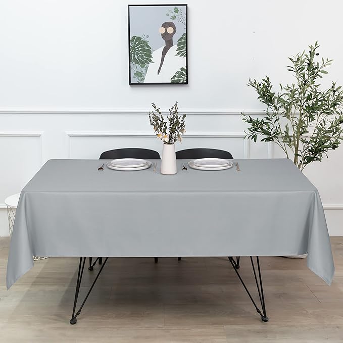 sancua Square Tablecloth - 54 x 54 Inch - Stain and Wrinkle Resistant Washable Polyester Table Cloth, Decorative Fabric Table Cover for Dining Tables, Buffet Parties and Camping, Silver Grey