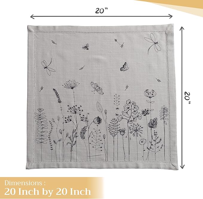 Maison d' Hermine Cloth Napkins Set of 4 100% Cotton Everyday Reusable Square Napkins Cloth Washable Dinner Party Wedding Restaurant Valentines Day Decorations Spring/Summer (Flore, 20" x 20")