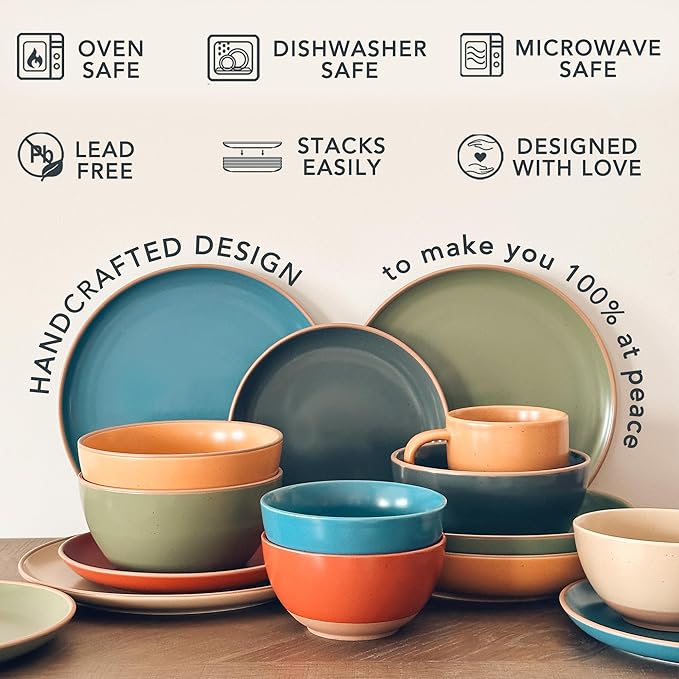 MORA Ceramic Artisan Matte Plates Set, 7.8 in - Set of 6 - The Dessert, Salad, Appetizer, Small Dinner etc Plate. Microwave, Oven, and Dishwasher Safe, Scratch Resistant. Kitchen Porcelain Dish