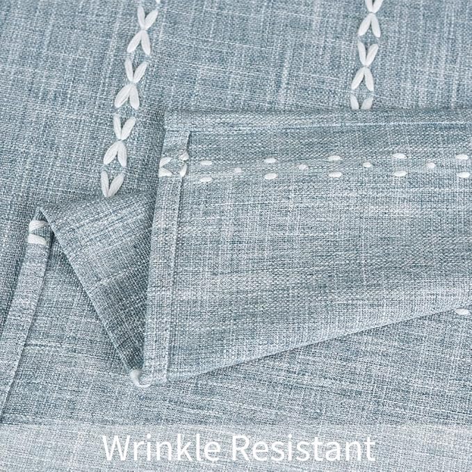 Zobesta Blue and White Striped Linen Square Tablecloth 53 x 53 Inch, Washable Farmhouse Soft Boho Square Table Cloth for Party, Holiday, Picnic, Dining, Outdoor