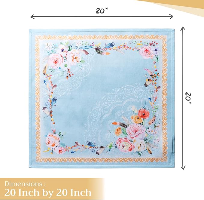 Maison d' Hermine Cloth Napkins Set of 4 100% Cotton Everyday Reusable Square Napkins Cloth Washable Dinner Party Wedding Restaurant Valentines Day Decorations Spring/Summer (Ibiza - Blue, 20" x 20")