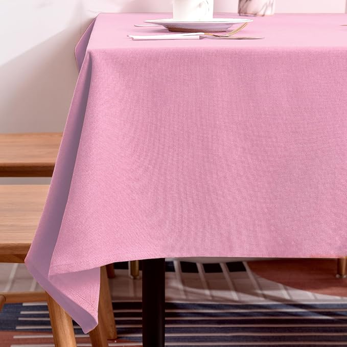 BALCONY & FALCON Table Cloth for 6ft Rectangle Tables – Waterproof Wrinkle-Free Farmhouse Tablecloth for Dining, Kitchen, Wedding, Valentine， Baby Shower & Holiday Gatherings (Pink, 55" x 95")