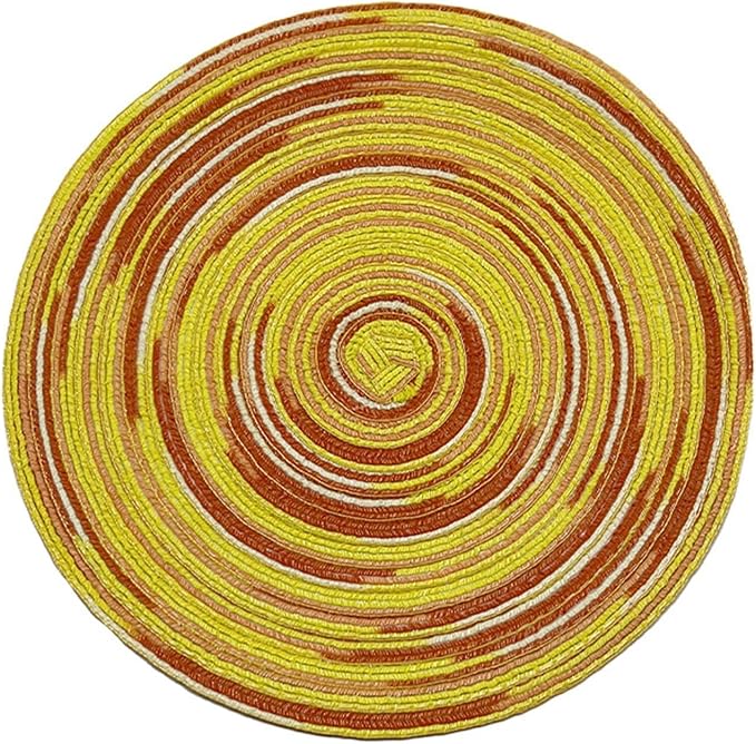1pc Weave Non-Slip Placemat Cotton Dining Table Mat Coffee Pads Heat Placemat for Home Wedding Decor(D,18cm)