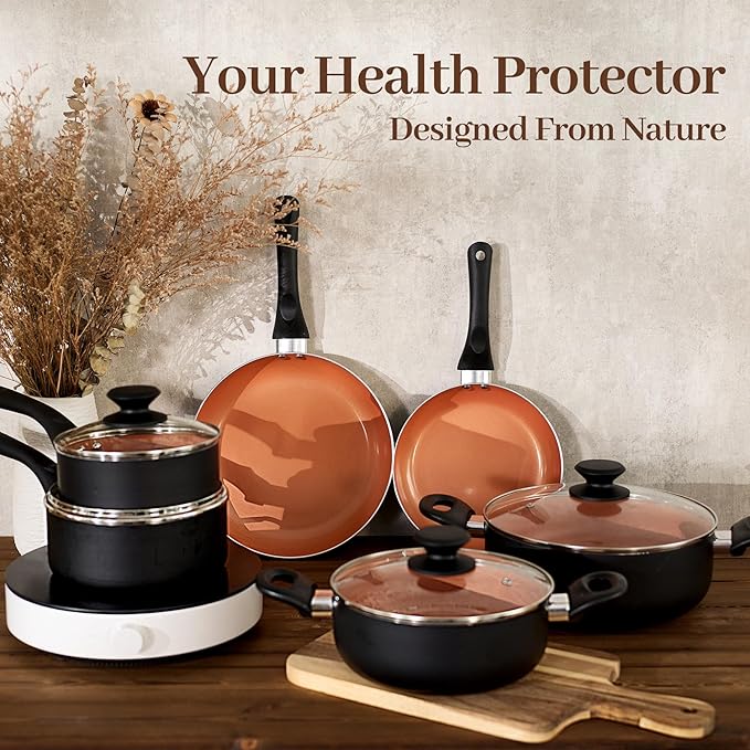 Ceramic Pots and Pans Set, 15PCS Nonstick Set Ceramic Cookware Set, Nonstick Pan Pots and Pans Set Non Stick Cookware set (With-Induction)