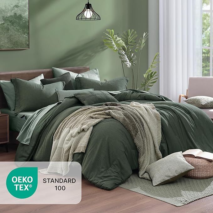 Monbix Full Size Comforter Set, Deep Forest Bedding Comforter for Full Size Bed Set Reversible, Bedding Sets Full 7 Pieces, Cationic Dyeing Bed in a Bag with Comforter, Sheets, Pillowcases & Shams