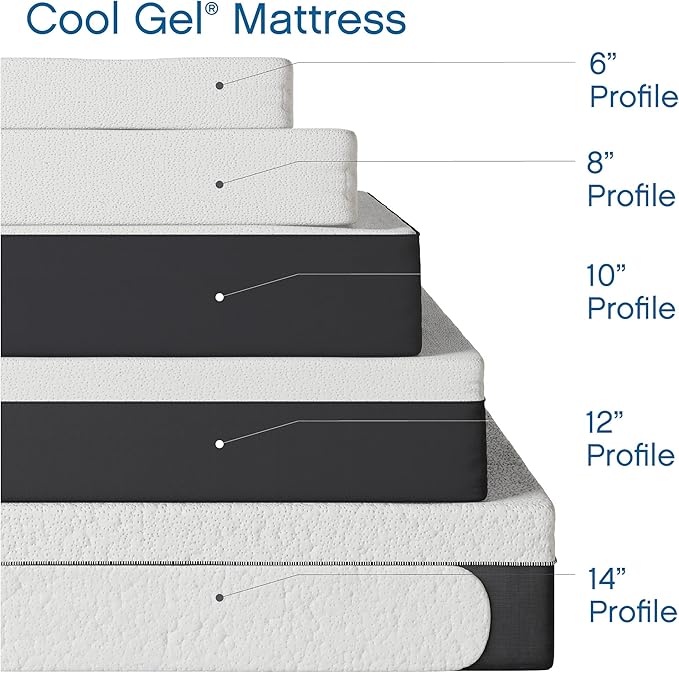 Cool Gel 8 Inch California King Memory Foam Mattress Medium Firm, King Size Memory Foam Mattress Cooling, Made in the USA, 8" Depth with Pressure Relief, CertiPUR-US Certified, CoolGel Bed