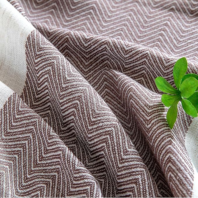 SIELUNO Rectangle Tablecloth Cotton Linen Waterproof Table Cloth Rustic Farmhouse Table Cover for Holiday Parties Christmas Kitchen Dining Decoration-Beige and Coffee-54 x102