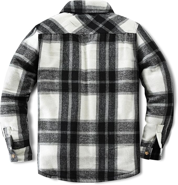 Men's Cotton Sherpa Lined Button Down Flannel Shirt Jacket Plaid Soft Outdoor Flannel Jacket Shirt