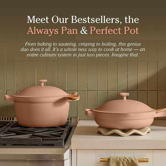Our Place Cookware Duo | 7-Piece Ceramic Cookware Set with 10.5" Always Pan 2.0, 5.5 Qt Perfect Pot & Strainer Basket | Induction & Oven Safe up to 450°F | Nonstick, Non-Toxic Cookware | Char