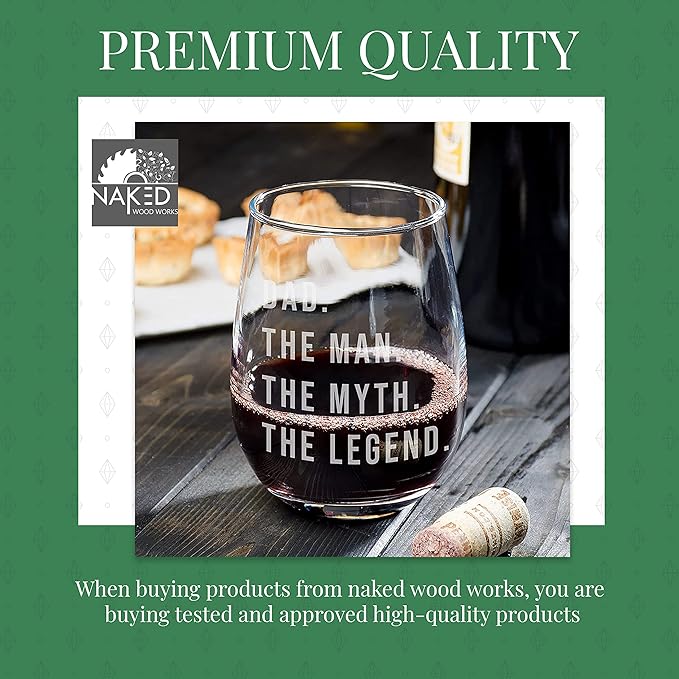 Gifts for Dad | Wine Glass Gift for Dad - Dad. The man. The myth. The Legend. Perfect Birthday or Father's Day gifts for dad or Grandpa! Awesome Dad Gift for any occasion!