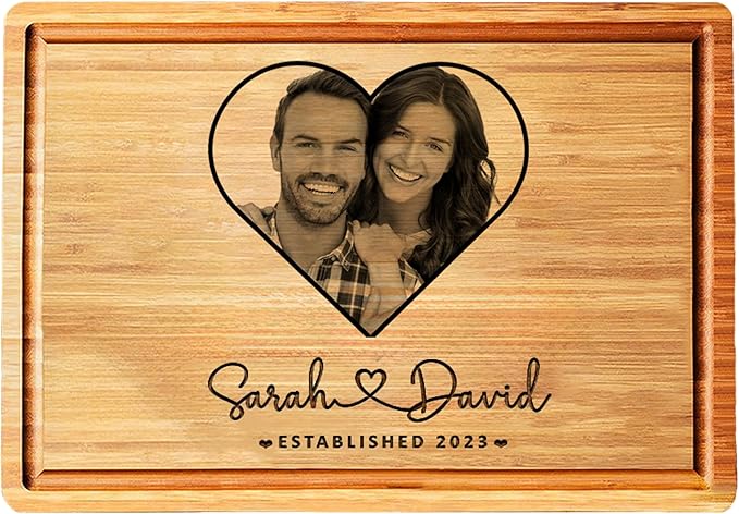 Personalized Photo Gifts for Girlfriend Women Wife Mom Her, Customized Cutting Board with Photo, Unique Valentines Gifts for Couples, Custom Charcuterie Board Valentines Day Gift Basket