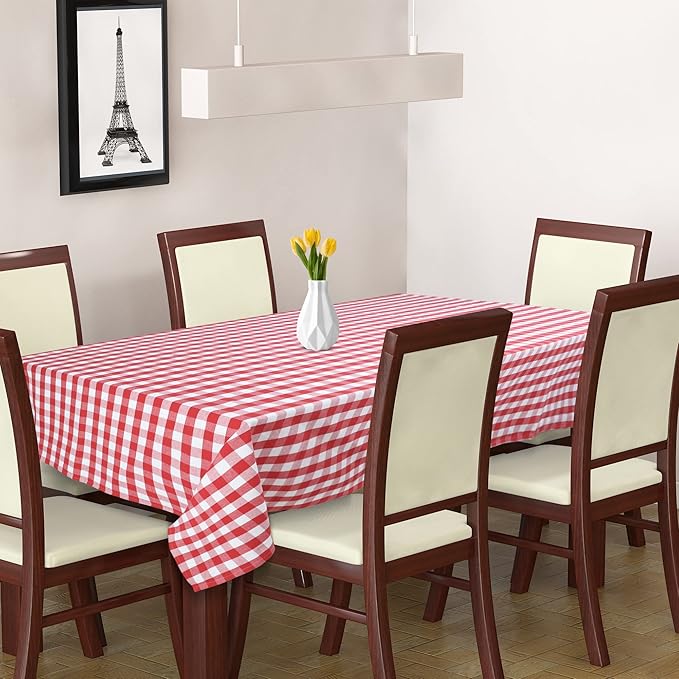 Urban Villa Tablecloth Christmas Table Cloth Tabletop Cover Kitchen Dining Tablecloth 100% Cotton Great Parties Wedding Holiday Dinner Red/White Color Rectangle 60X102 Inches 8-10 Seats Table Cloth