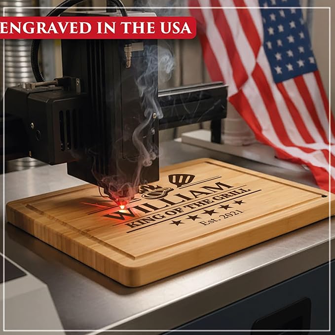 USA Made Personalized Cutting Board - Men Customized Gifts for Fathers Day, Birthday, Anniversary - BBQ, Grill Accessories - Dad, Husband, Brother, Boyfriend, Papa - Custom Unique Mens Gifts for Him