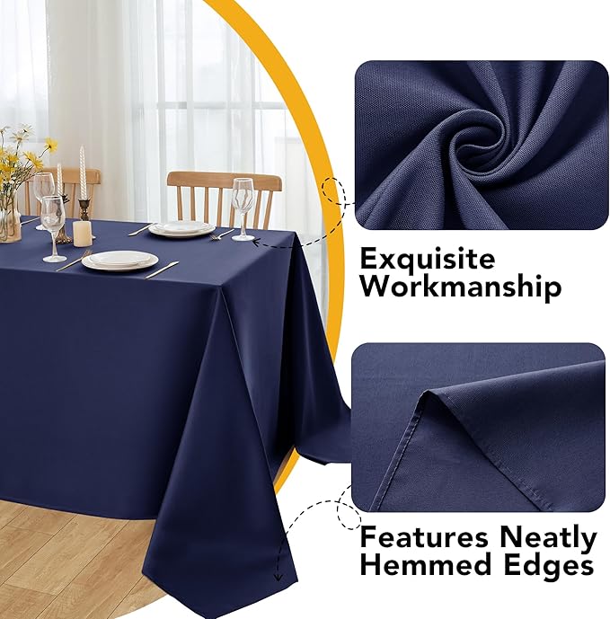 10-Pack Navy Blue Tablecloths for Rectangle Tables, 54 x 108 Inches, Stain-Resistant Polyester Fabric for 6 Foot Tables - Washable Table Covers for Weddings, Birthday Parties, Events