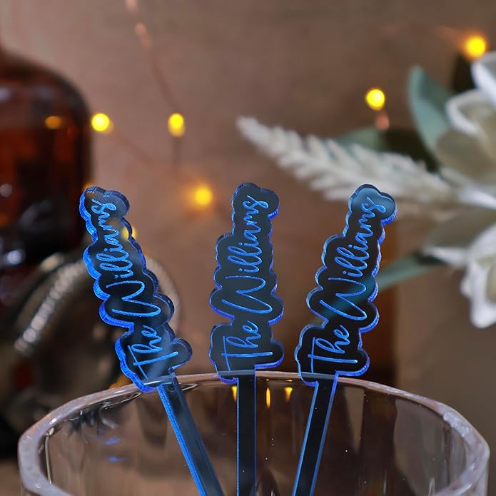 Set of 50 Custom Wedding Personalized Stirrer, Stirrer For Birthday Party, Drink Charms, Drink Names, Cocktail Tags, Couple Names,Acrylic Swizzle