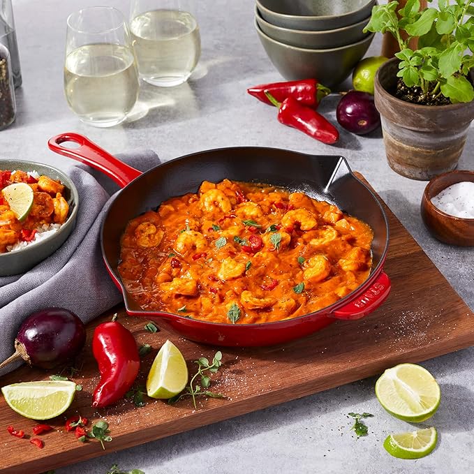 Staub Cast Iron 10-inch Fry Pan - Cherry, Made in France