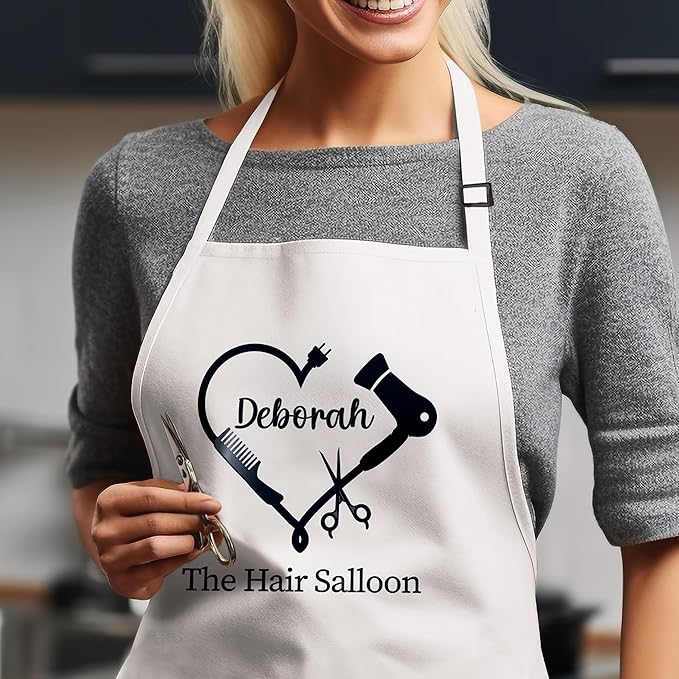 Custom Hairstylist Apron for Women, Personalized Barber Cosmetology Beauty Salon Aprons with Pocket, Waterproof Hairdresser Gifts, Delantales para Barberos