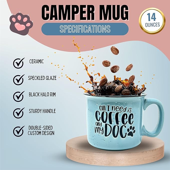 Cute Funny Large 15 oz Coffee Mug for Dog Lovers - Dog Mom, Dog Dad, Fur Mama - Unique Fun Gifts for Her, Dad, Mom, Sister, Teacher, Coworkers - Coffee Cups & Mugs with Quotes