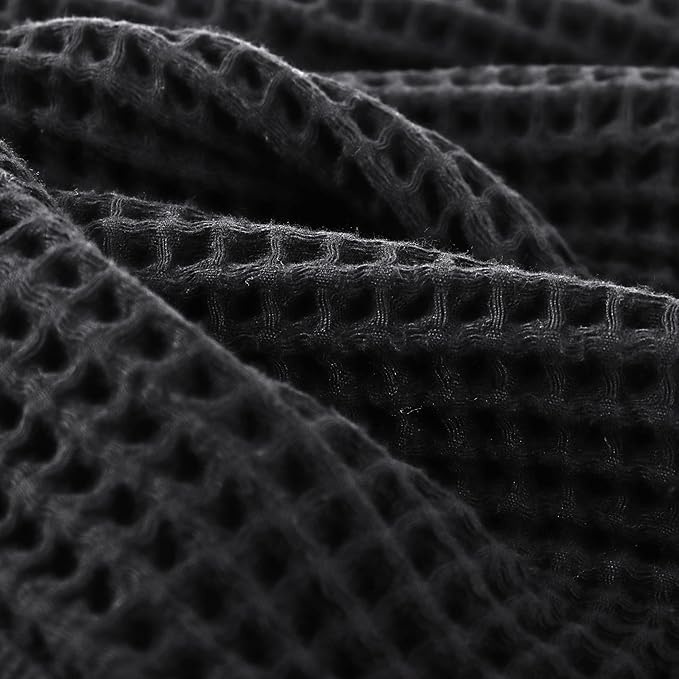 PÜSKÜL Organic Waffle Kitchen Towel 100% Turkish Cotton Set of 3 Dark Gray - Premium Quality, Soft, Quick-Dry, Absorbent, Lint-Free Hand Towels 32X16 Inches (3, Dark Gray)